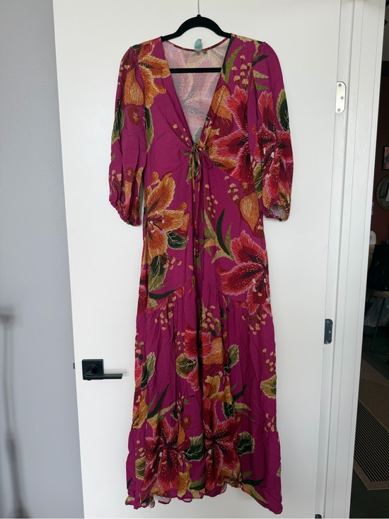 FARM Rio Dresses & Skirts - FARM Rio Magenta Floral Tie-Front Maxi Dress